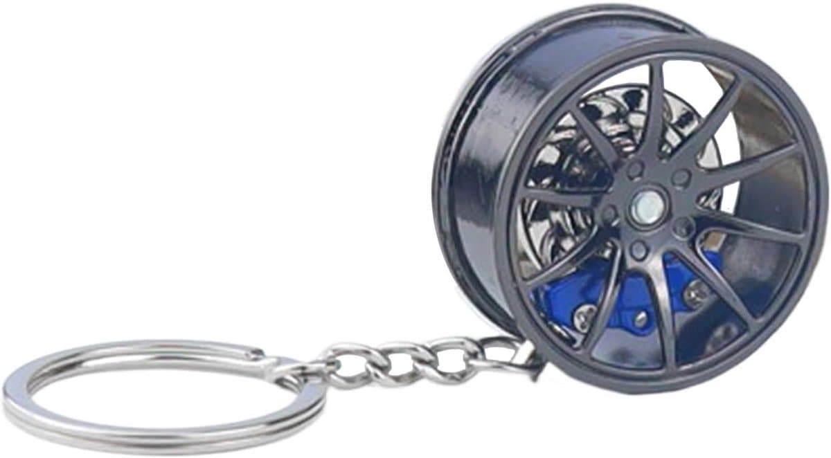 Wielnaaf Sleutelhanger - Bandensleutelhanger Decoratie - Sleutels Personaliseren - Zinklegering Materiaal - 9.2 cm Lengte - Zilverkleurig