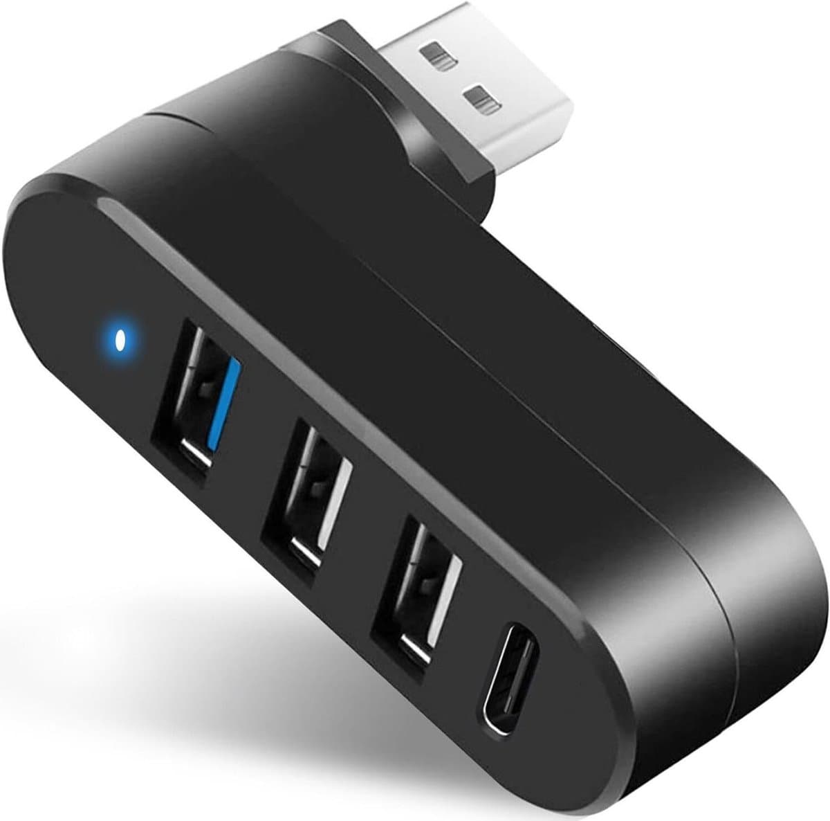 Draagbare USB Hub - USB Splitter - Apparaten Verbinden - Vier Poorten - Compact Formaat - Zwart
