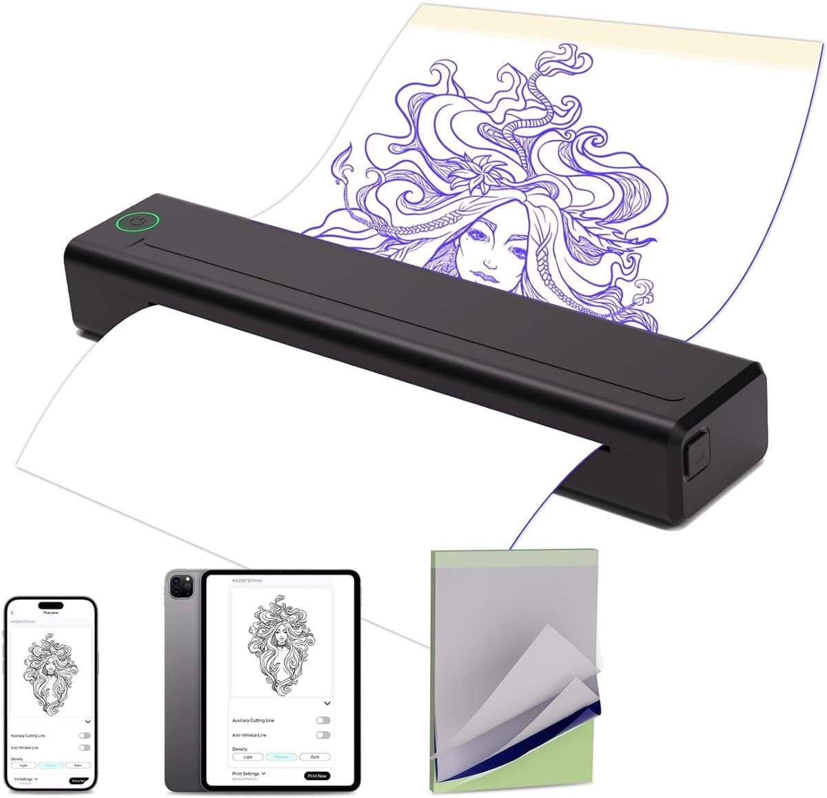 Stencil Printer - Thermische Machine - Sjablonen Printen - Ultra Licht Compact - 520 Gram - Zwart