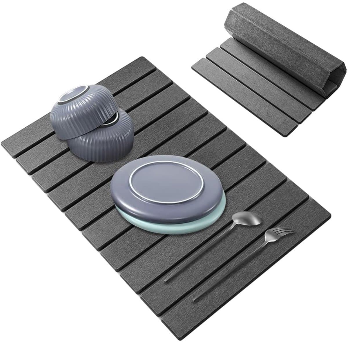 MTTproducts- Afdruipmat Sneldrogend - Opvouwbaar - 60 x 40 cm - Kiezelgoed - Absorberend - Keukenorganisatie - Afwasmat