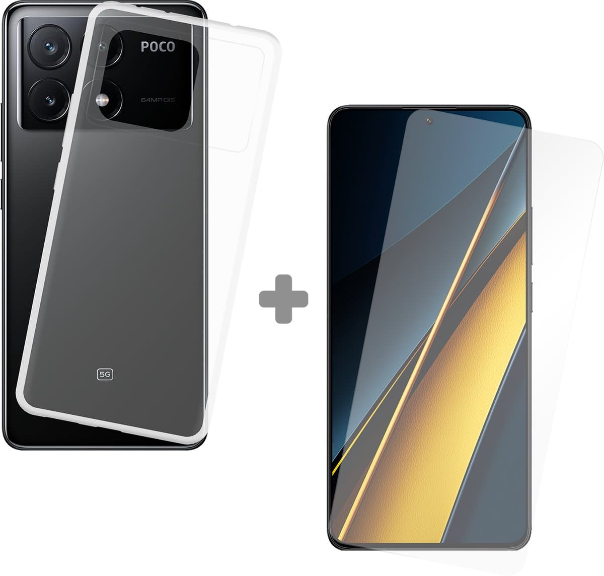 Just in Case soft TPU Hoesje + Tempered Glas Screenprotector geschikt voor Xiaomi Poco X6 Pro - Transparant