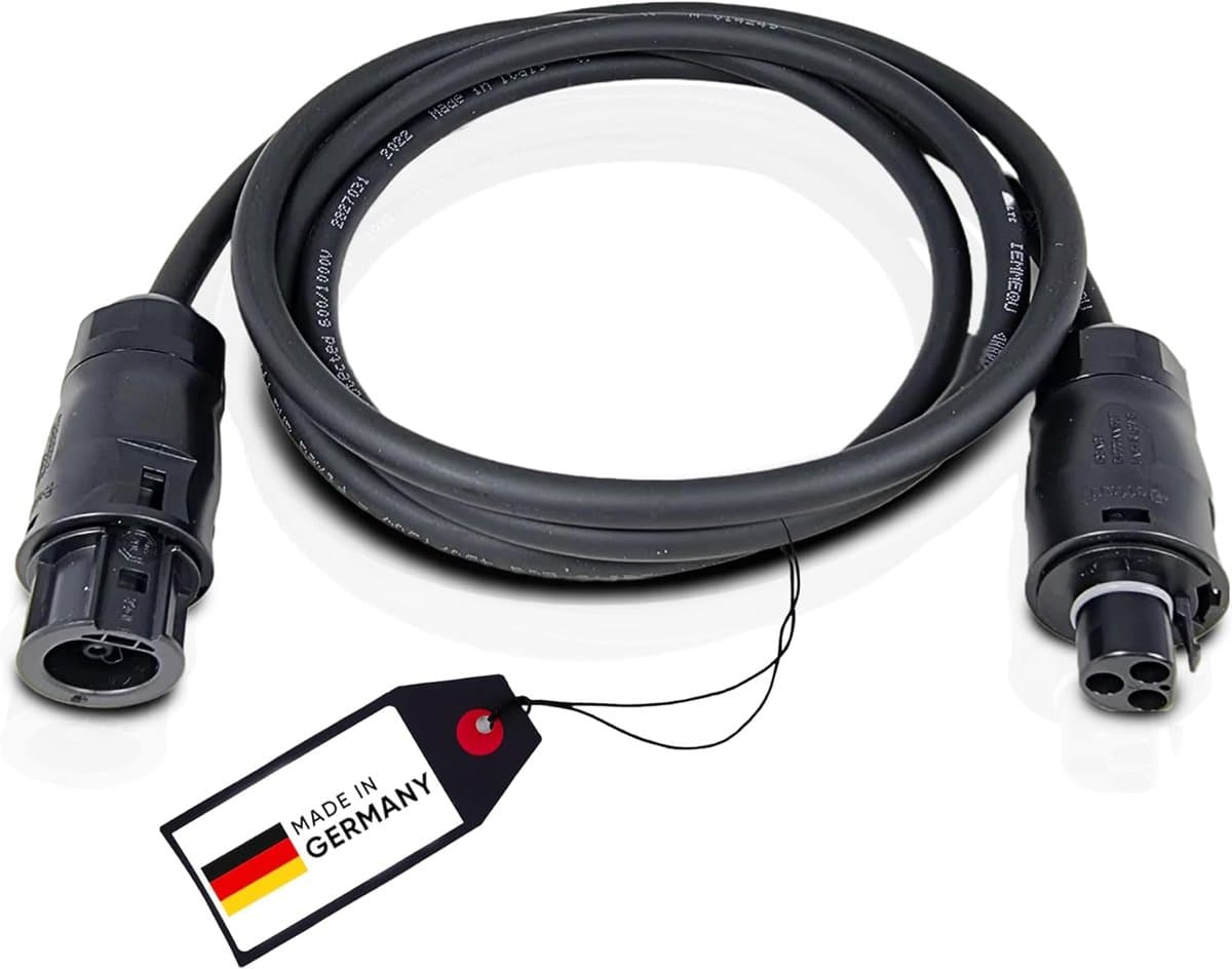 Aansluitkabel Omvormer - Stroomkabel Zonne-energie - Energie Opwekken - IP68 Waterdicht - 1 Meter Lengte - Zwart