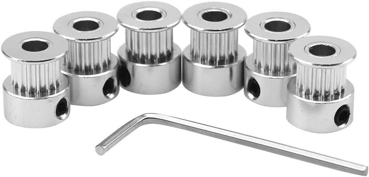 Aluminium 8 mm Boring GT2 Tandschijf voor 3D-printer - 6 Stuks met Inbussleutel