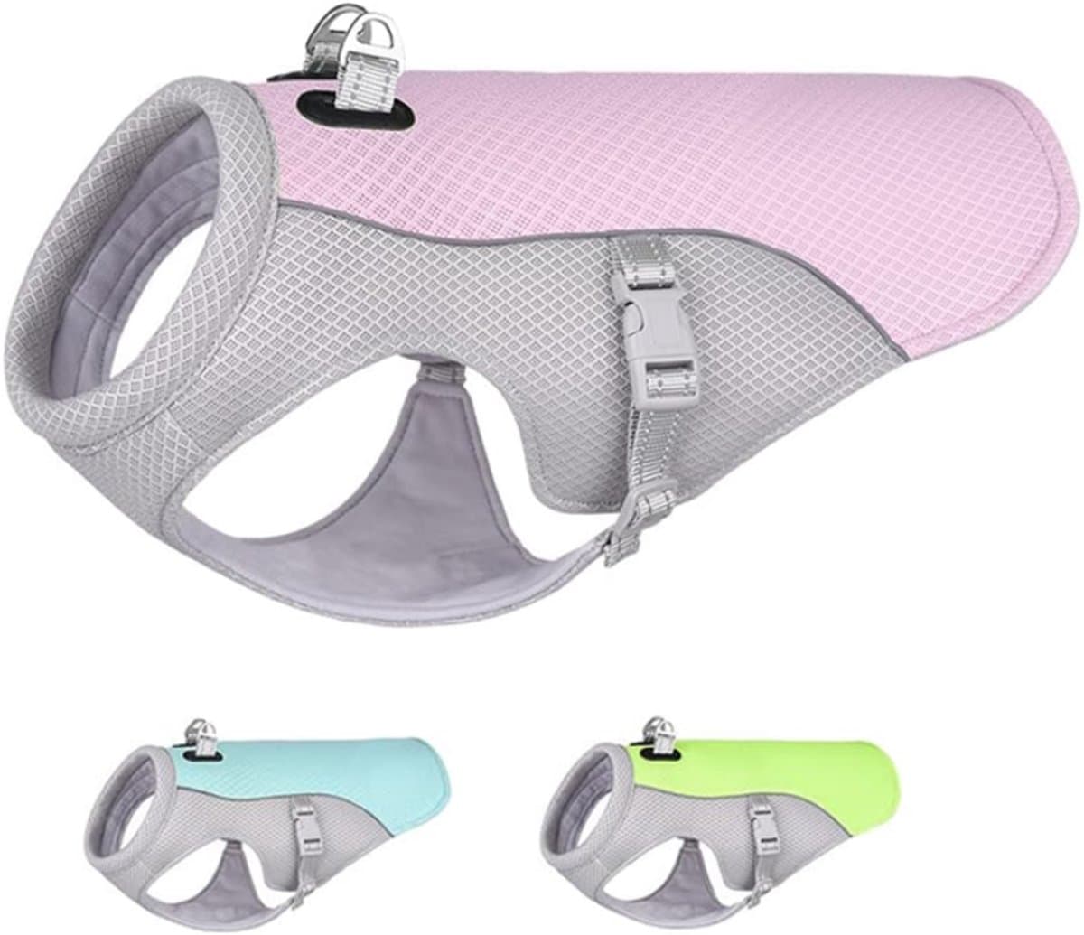 Koelvest voor honden (Roze, M) - Koeljas Hond - Koelvest voor hond - Verkoeling Hond - Cooling Vest - Met Verstelbare D-ring - Ademende Mesh Hondenjas - UV-bescherming - Verkoelend Harnas - Buiten, Wandelen, Jagen, Wandelen, Zomer