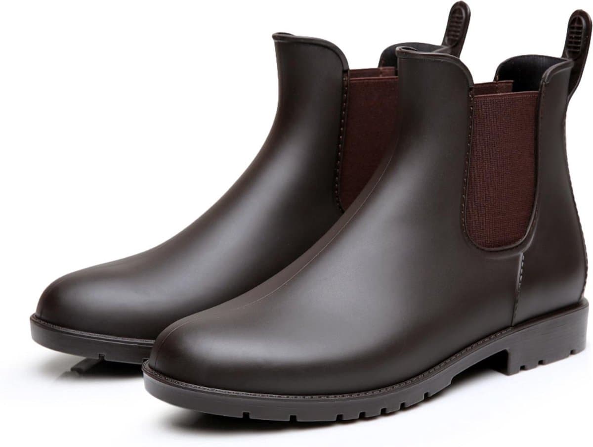 Geweo Regenlaarzen - Wellington Chelsea Laarzen - Kerstmis - Kerstfeest - Christmas Gift - Middelhoge Schoen - Kort Boots - Waterdichte - Dames - Bruin - Maat 37