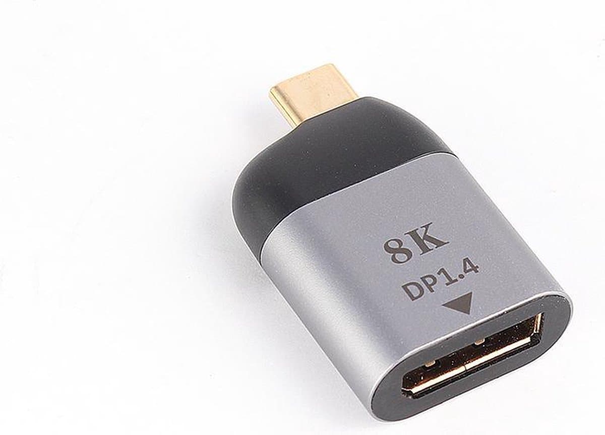 NÖRDIC C-DP USB-C naar Displayport adapter - 8K in 60Hz - 3D ondersteuning - Spacegrijs