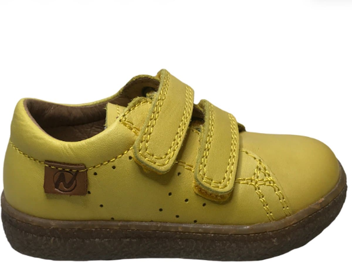 Naturino - Mt 22 - velcro's effen lederen sneakers - Carex - geel