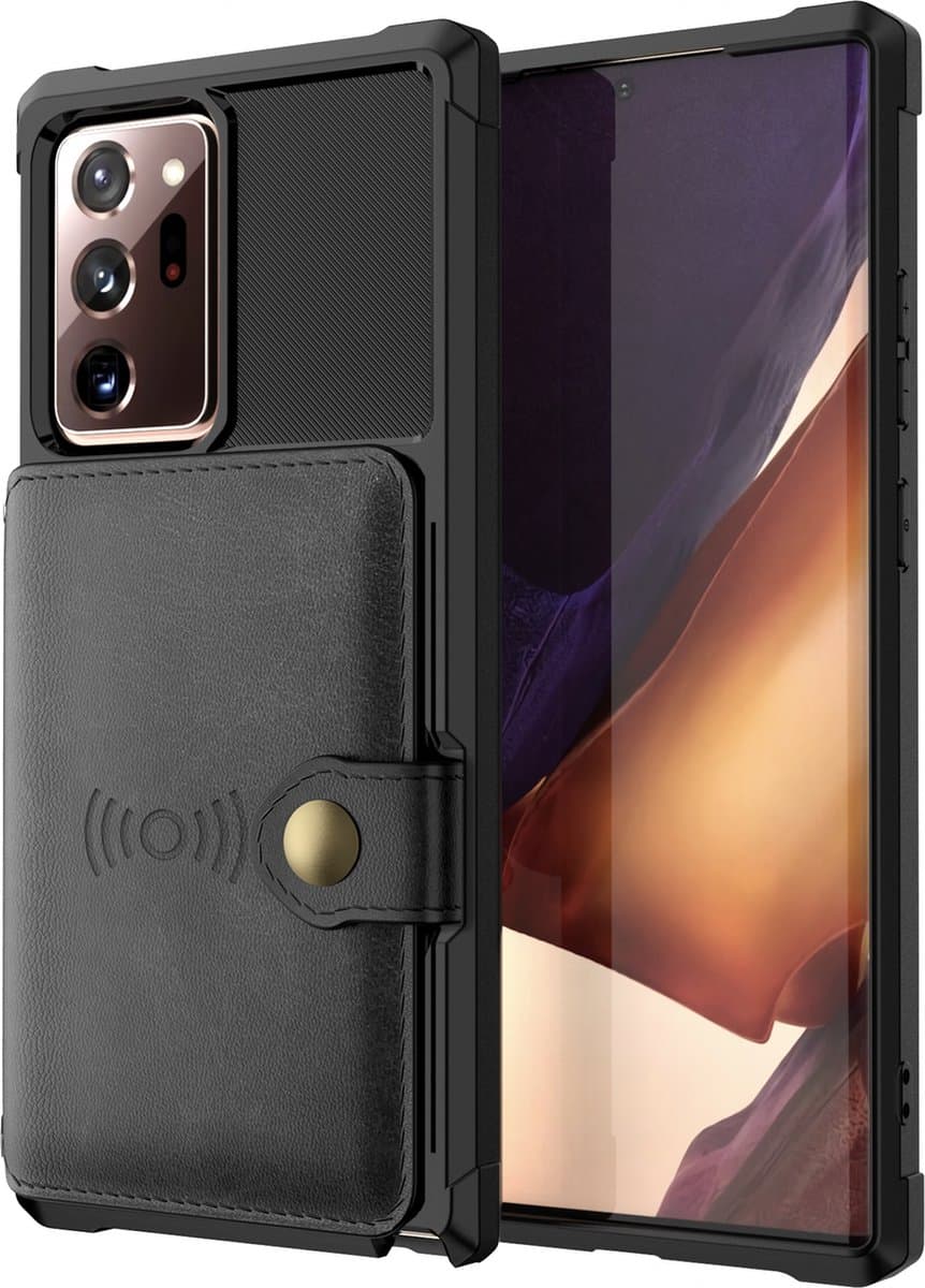 Backcover geschikt voor Samsung Galaxy Note 20 - Zwart - Pasjeshouder - Magneet voor Autohouder