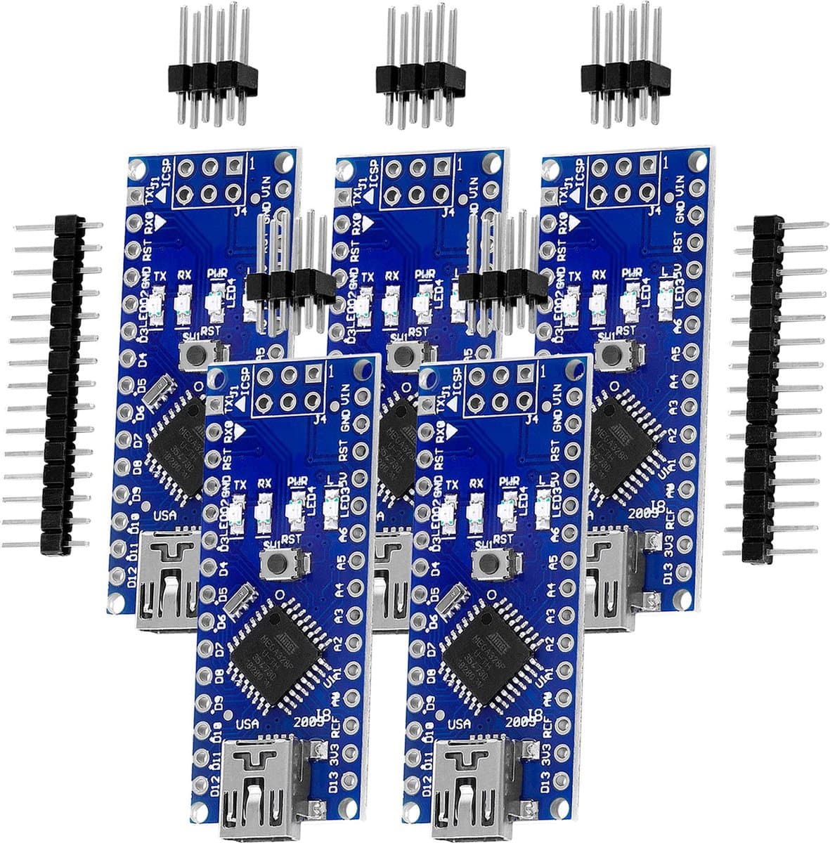 AZDelivery 5 x AZ-Nano V3-Board met FT232RL-chip en ATmega328 100% Nano V3