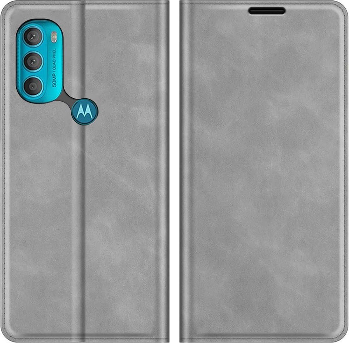 Just in Case hoesje geschikt voor Motorola Moto G71 - Hoesje met Pasjeshouder - Luxe Book Case - Grijs
