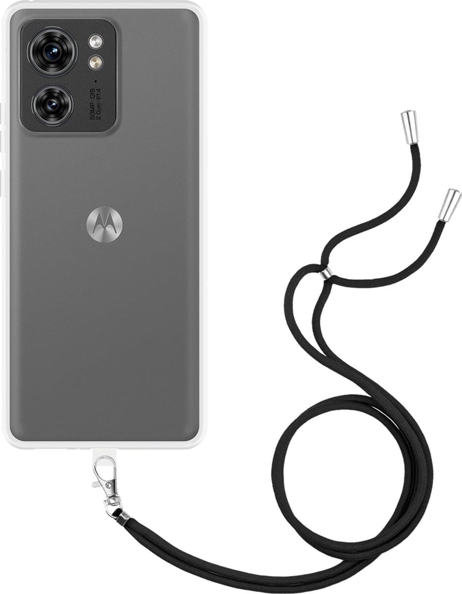 Just in Case hoesje met koord geschikt voor Motorola Edge 40 Hoesje met Koord - Flexibele Case - Transparant