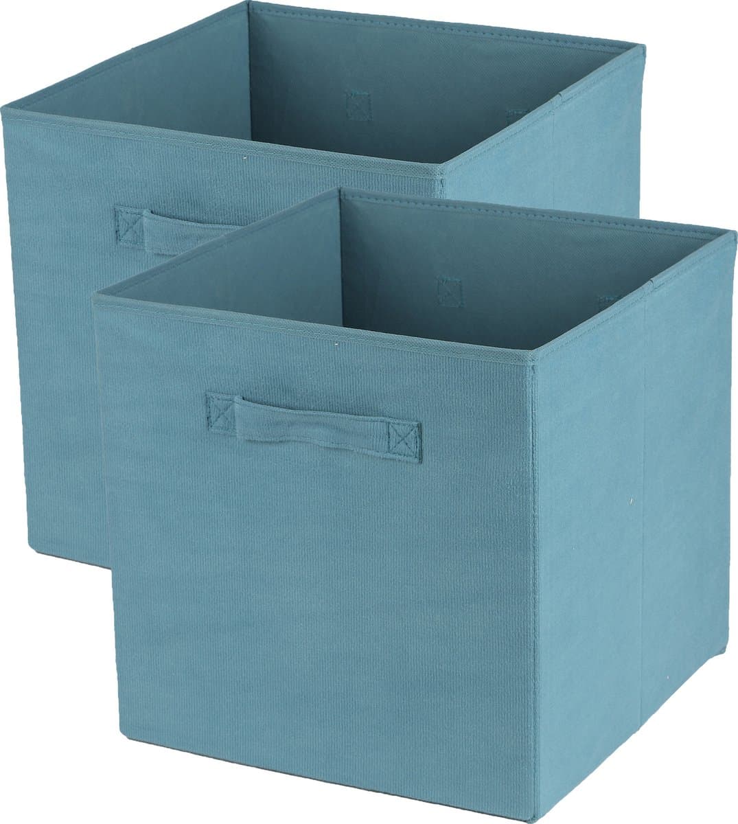 Urban Living Opbergmand/kastmand Square Box - 4x - karton/kunststof - 29 liter - ijsblauw - 31 x 31 x 31 cm - Vakkenkast manden