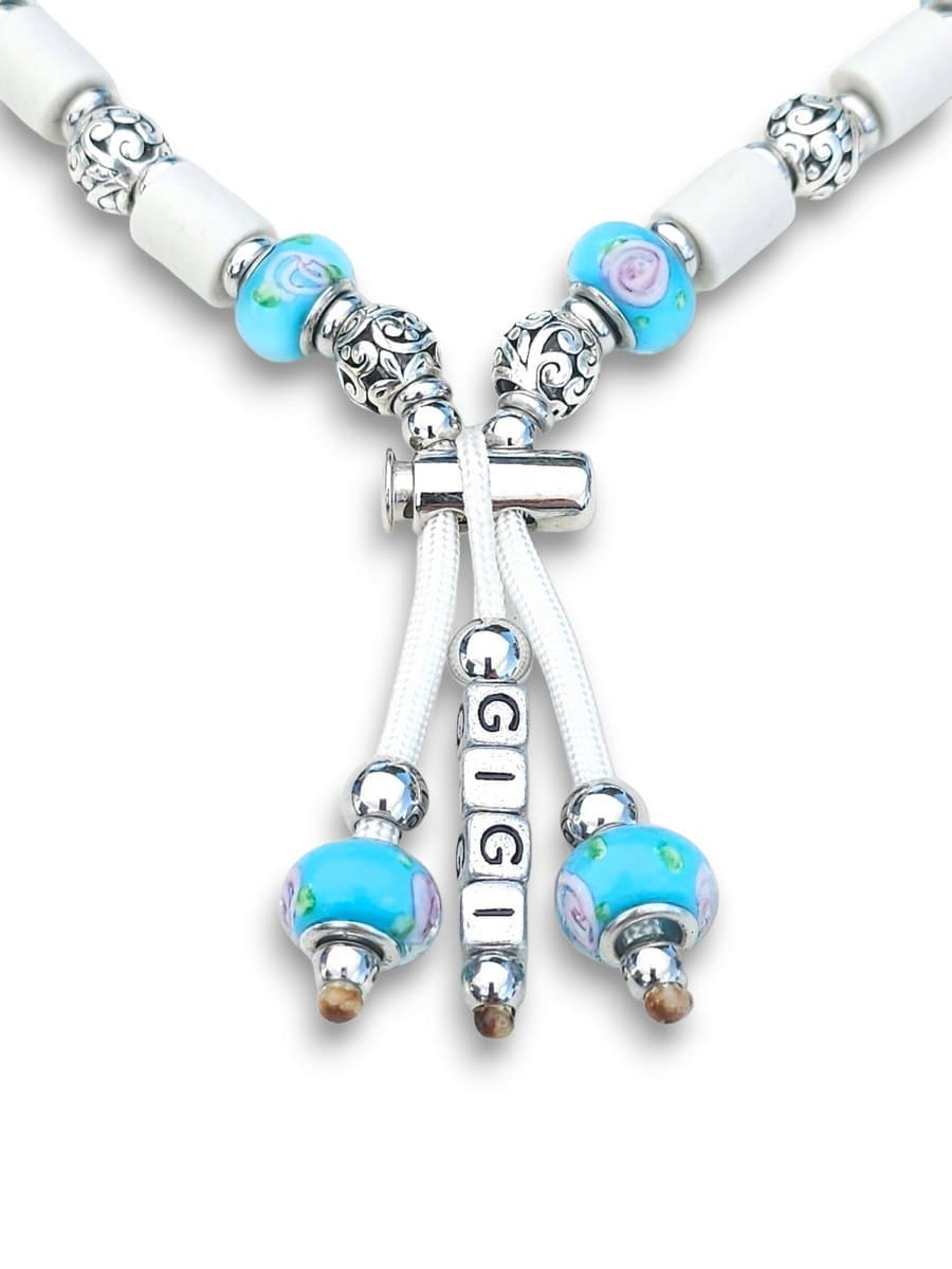 Anti-tekenband met EM kralen, turquoise Pandora style kralen, Paracord, maat XL 51-60 CM