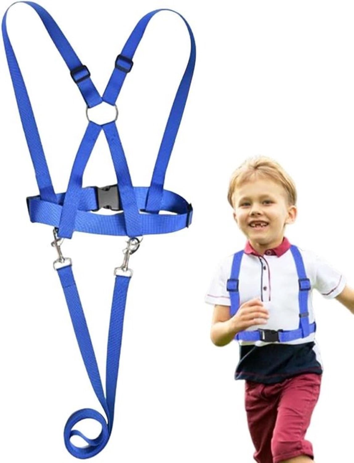 Kinder Harnas - Veiligheidstuigje Kind - Buiten Activiteiten - Huidvriendelijk Materiaal - 200 cm Lengte - Blauw