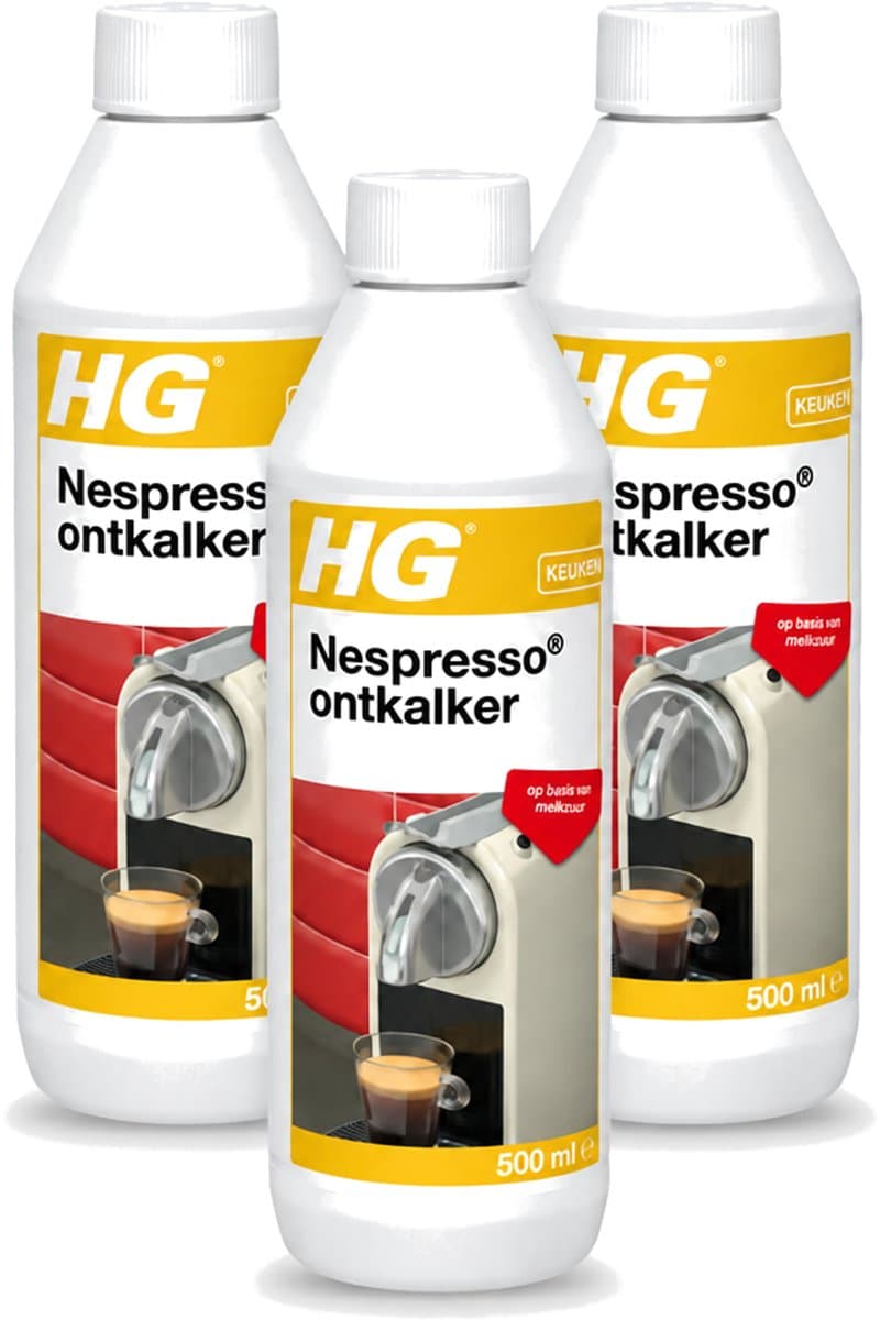3 x HG - Nespresso Ontkalker - Op Basis Van Melkzuur - 4 tot 5 Reinigingsbeurten - 500 ml - Bulkverpakking - 3 stuks