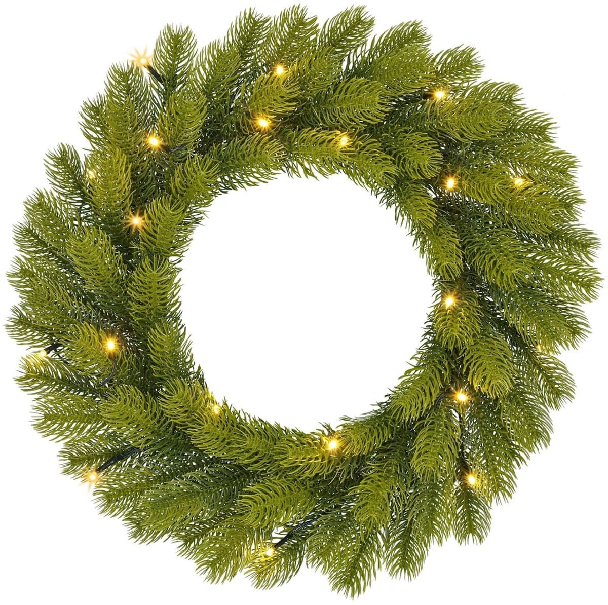 Black Box Trees Nagoya Kerstkrans met LED Verlichting - H12 x Ø45 cm - Groen