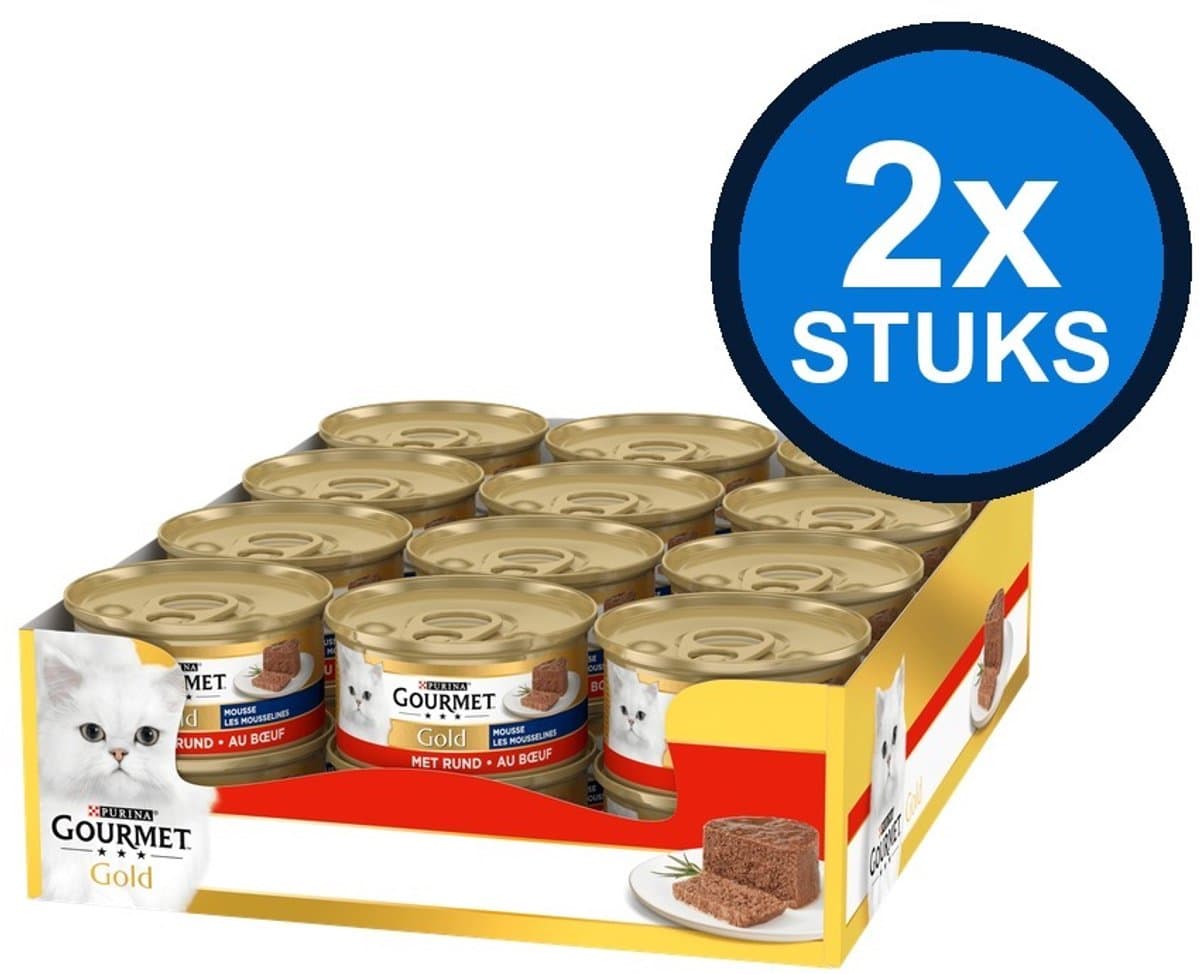 2x Gourmet Gold - Mousse Rund Multipack - Kattenvoer - 24x85g
