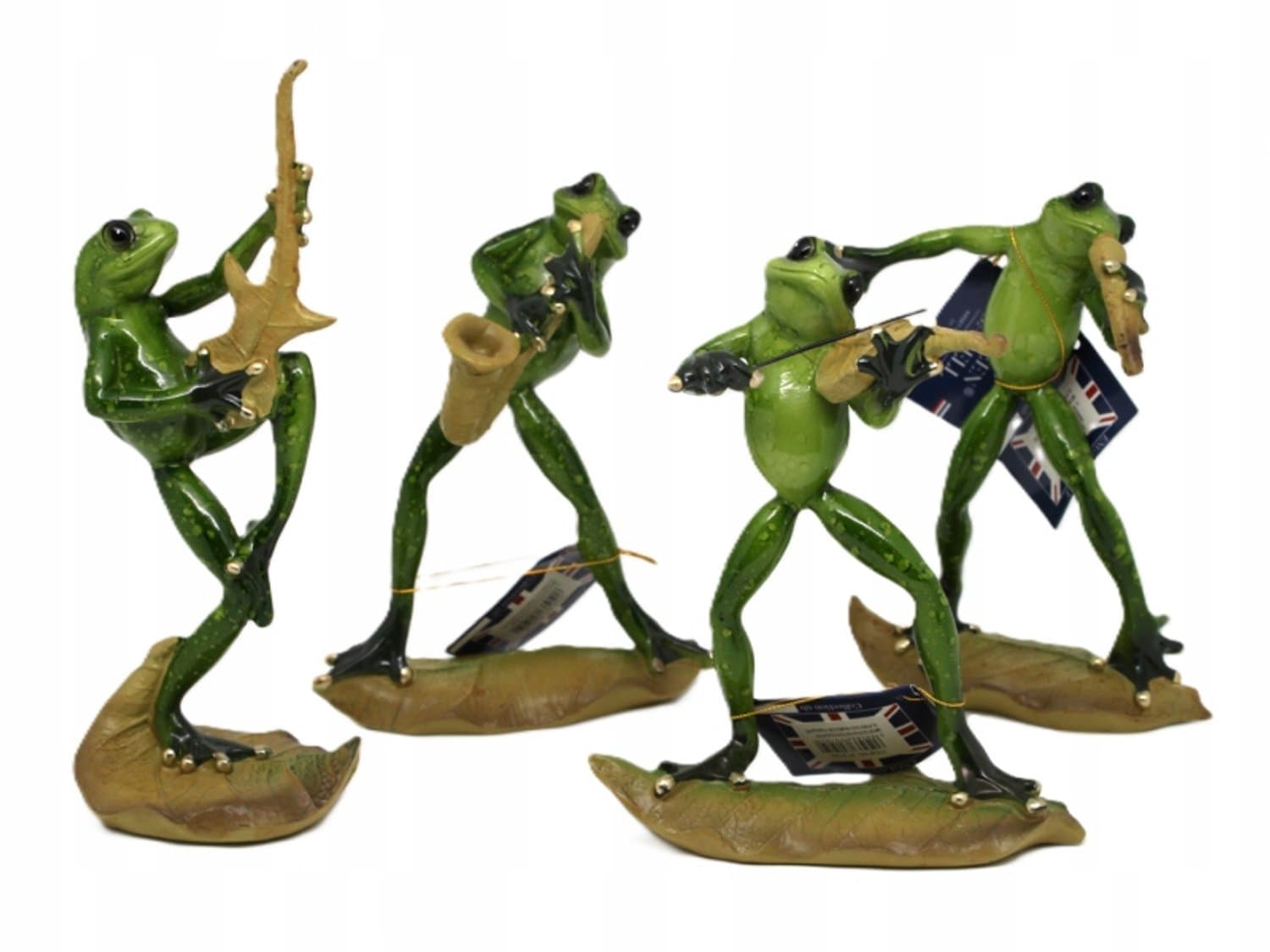 Groene Kikker Muzikanten Figuren - Set van 4 Unieke Muziekdecoraties