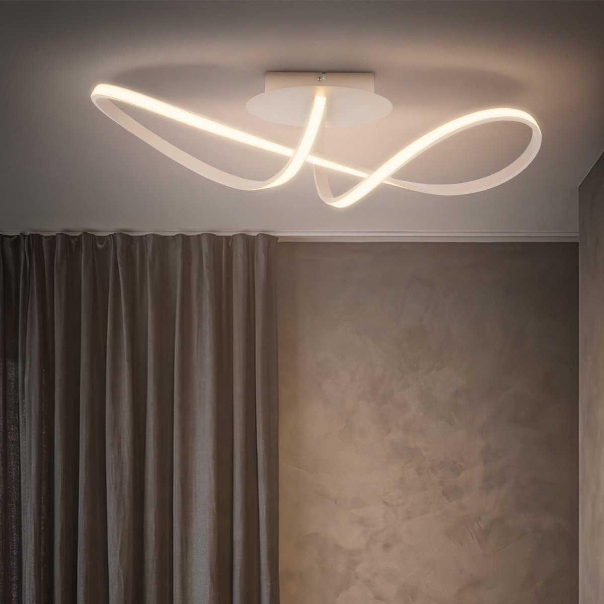 BRILONER Swirl - Plafondlamp - warm wit licht - slaapkamer lamp - verlichting - plafonniere woonkamer - 22W - 63cm - beige