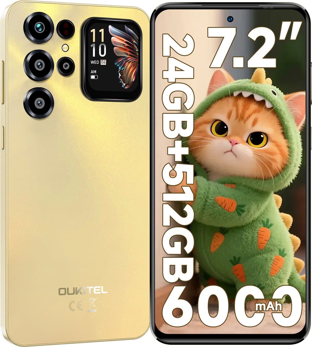 OUKITEL C68 Plus Mobiele Telefoon met 512 GB Opslag, 6000 mAh Accu, Android 15, Dubbel Beeldscherm