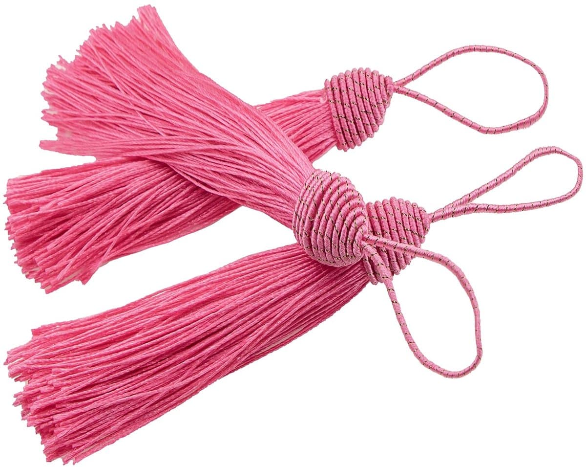 Kwastjes 20 stuks 15 cm/6 Inch Hete Roze Met Ananas Hoofd - Zijdeachtige Tandzijde Mini Ambachten voor Sleutelhanger, Oorring, Sieraden, Make-Het-Zelf