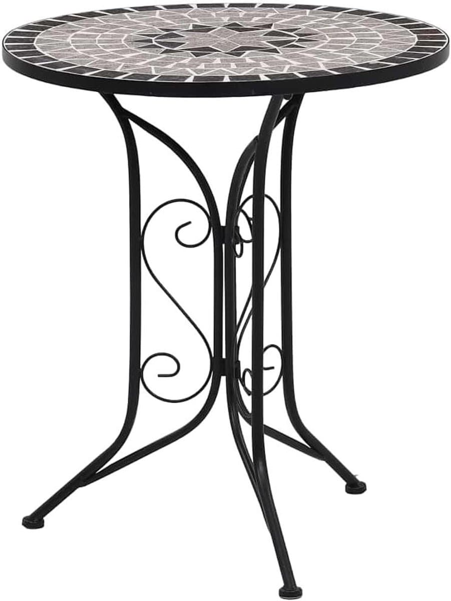 Mozaïek bijzettafel - Keramische tuintafel - Terras Genieten - Gemakkelijk te reinigen - 60 x 70 cm - Grijs