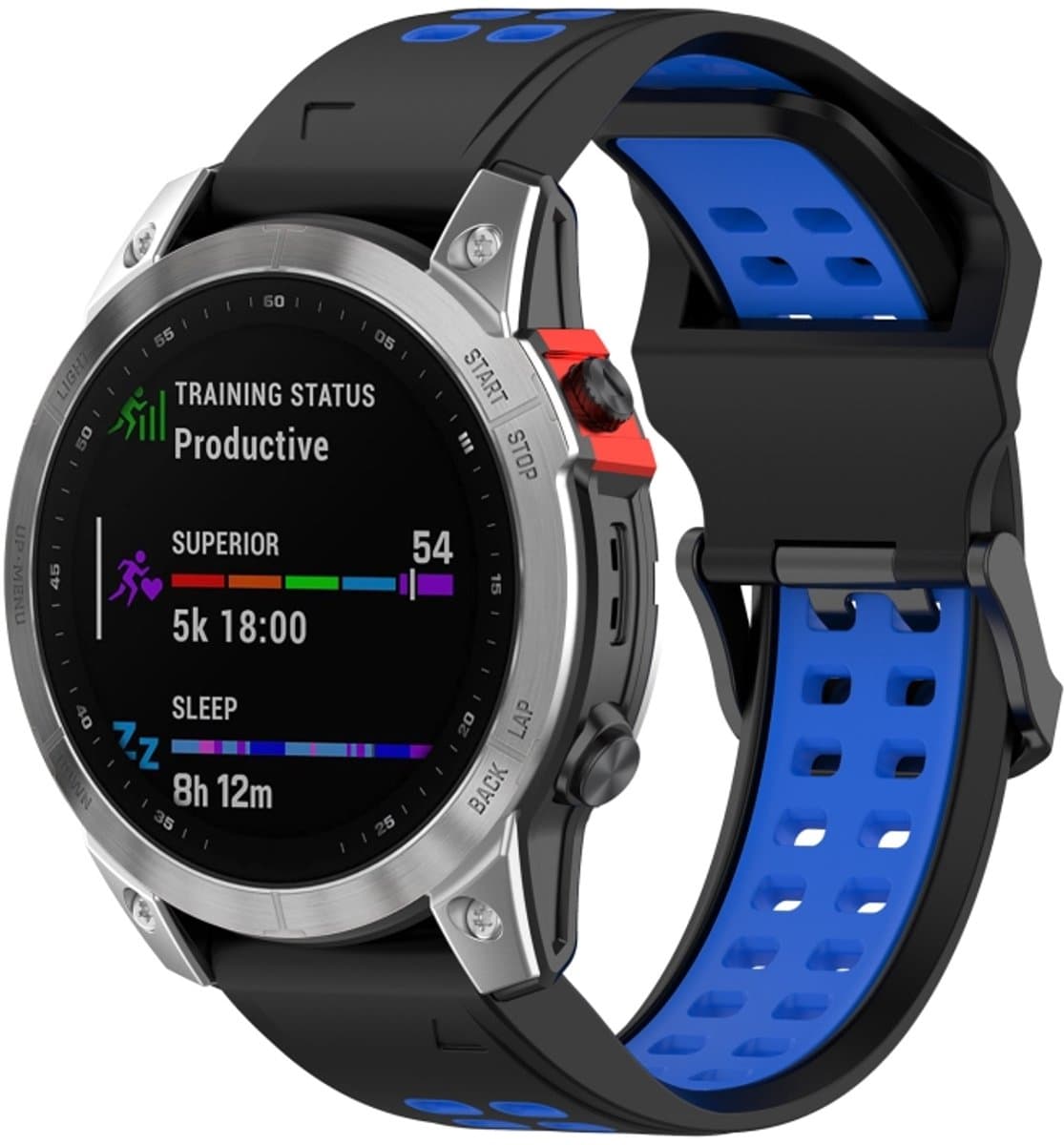 Voor Garmin Enduro/Coros Vertix 2 26mm Quick Release dubbele rij siliconen horlogeband (zwart blauw)
