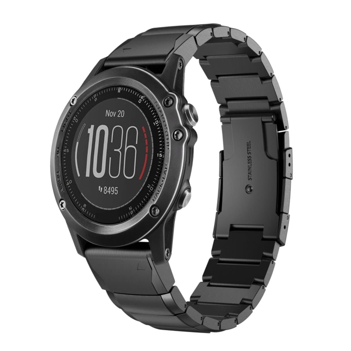 Voor Garmin Fenix 3 HR 26 mm Tortoise Shell roestvrijstalen horlogeband (zwart)