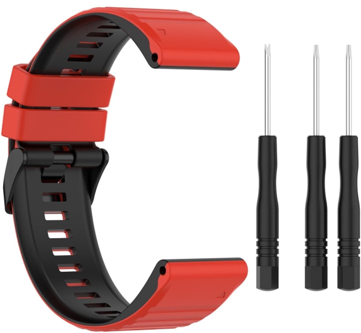 Voor Garmin Fenix 7 26mm tweekleurige siliconen horlogeband (rood zwart)