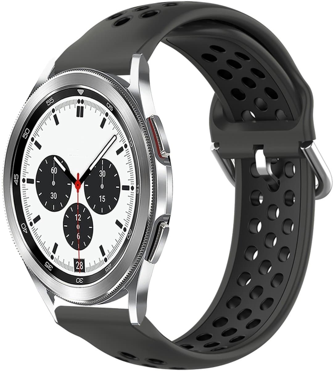 For Samsung Galaxy Watch 4 Classic 42mm 20mm Perforated Breathable Sports Silicone Watch Band(Black)