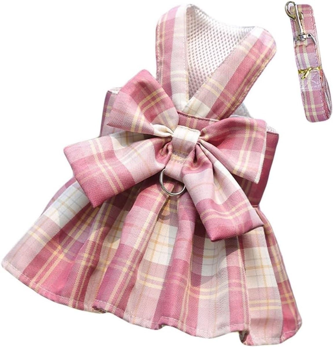 Harnas en Leash Set voor Honden en Katten met Strik en Prinsessenjurk - Dierenkleding voor Kleine Honden en Katten
