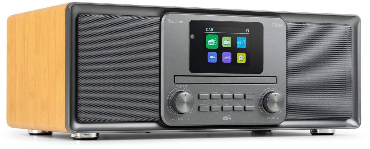 DAB radio - Audizio Palmi - Radio met cd speler - Bluetooth radio - FM, DAB+ en USB - Bamboe