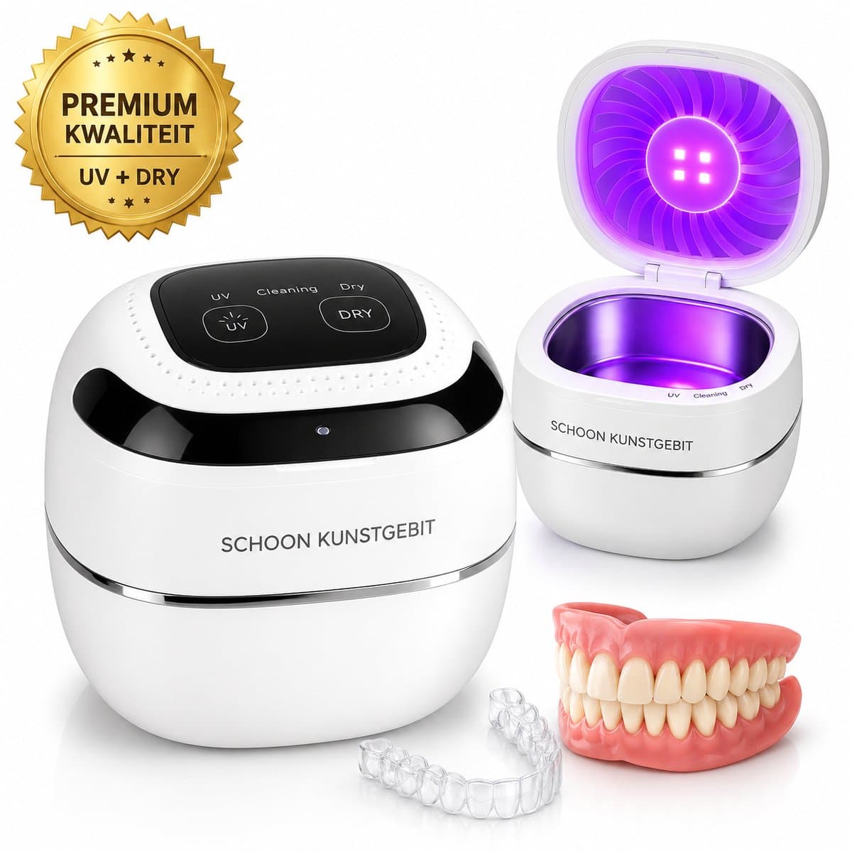 Professionele Ultrasoon Reiniger – Kunstgebit & Prothese Schoonmaken – Voor Aligner, Invisalign, Beugel & Sieraden – 45.000Hz Dieptereiniging