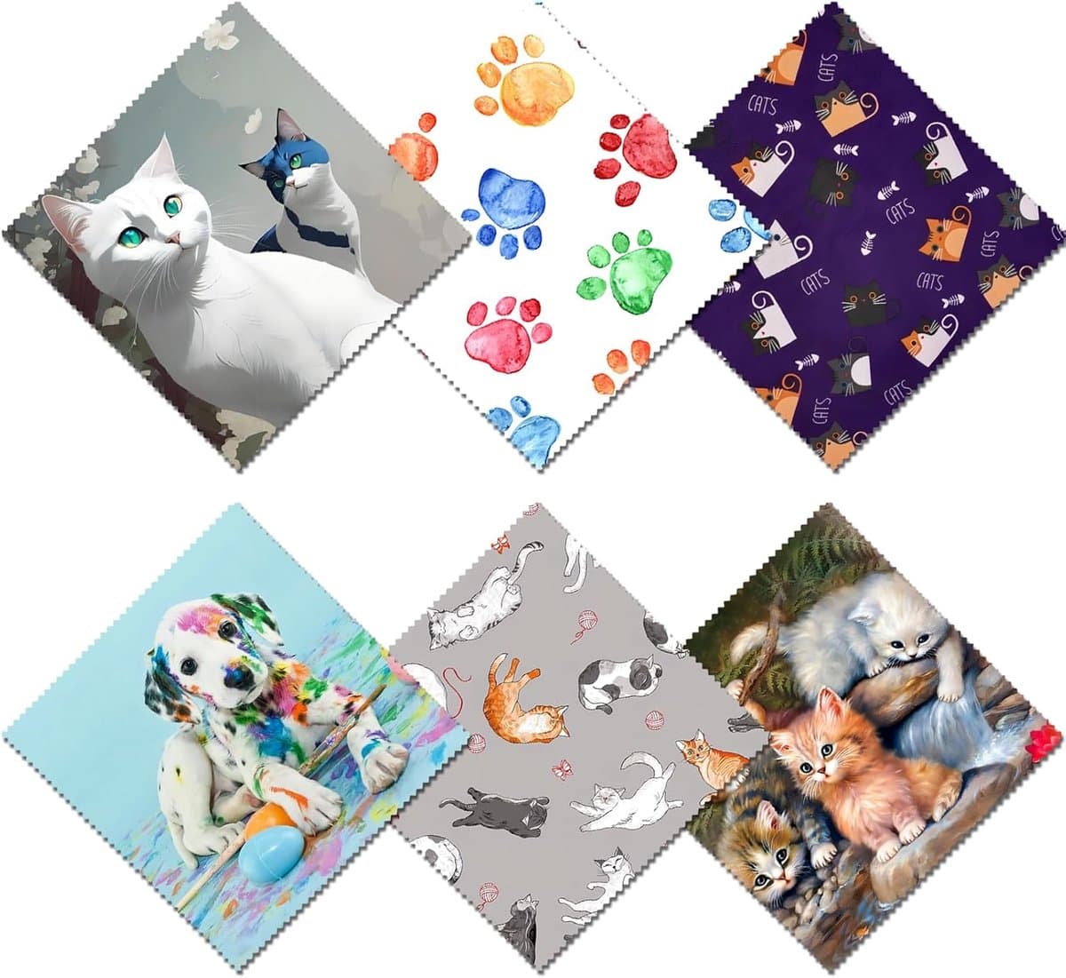 6 stuks brillenpoetsdoek, brillenpoetsdoek, lensbrillen, microvezel schattige esthetische doek voor unisex vrouwen meisjes herbruikbare telefoonschermen camera meerdere patronen (6,3 x 6,3 in) -