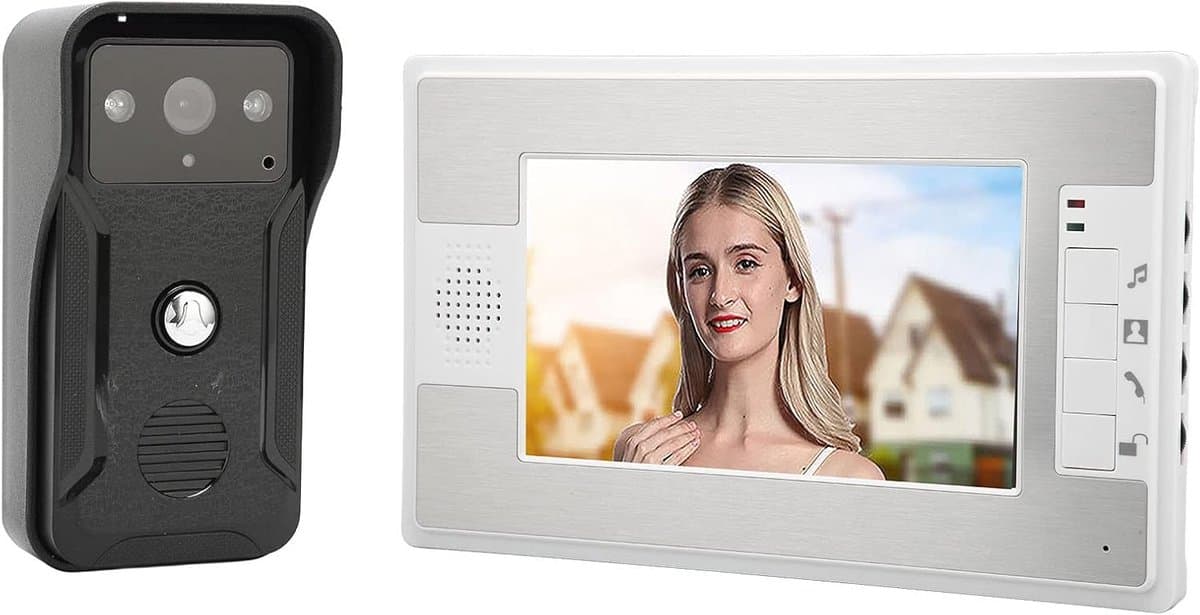Video Deurbel - Deurtelefoon Monitor - Veilige Toegang - Nachtzicht Functie - 7 Inch Kleur LCD - Zilver