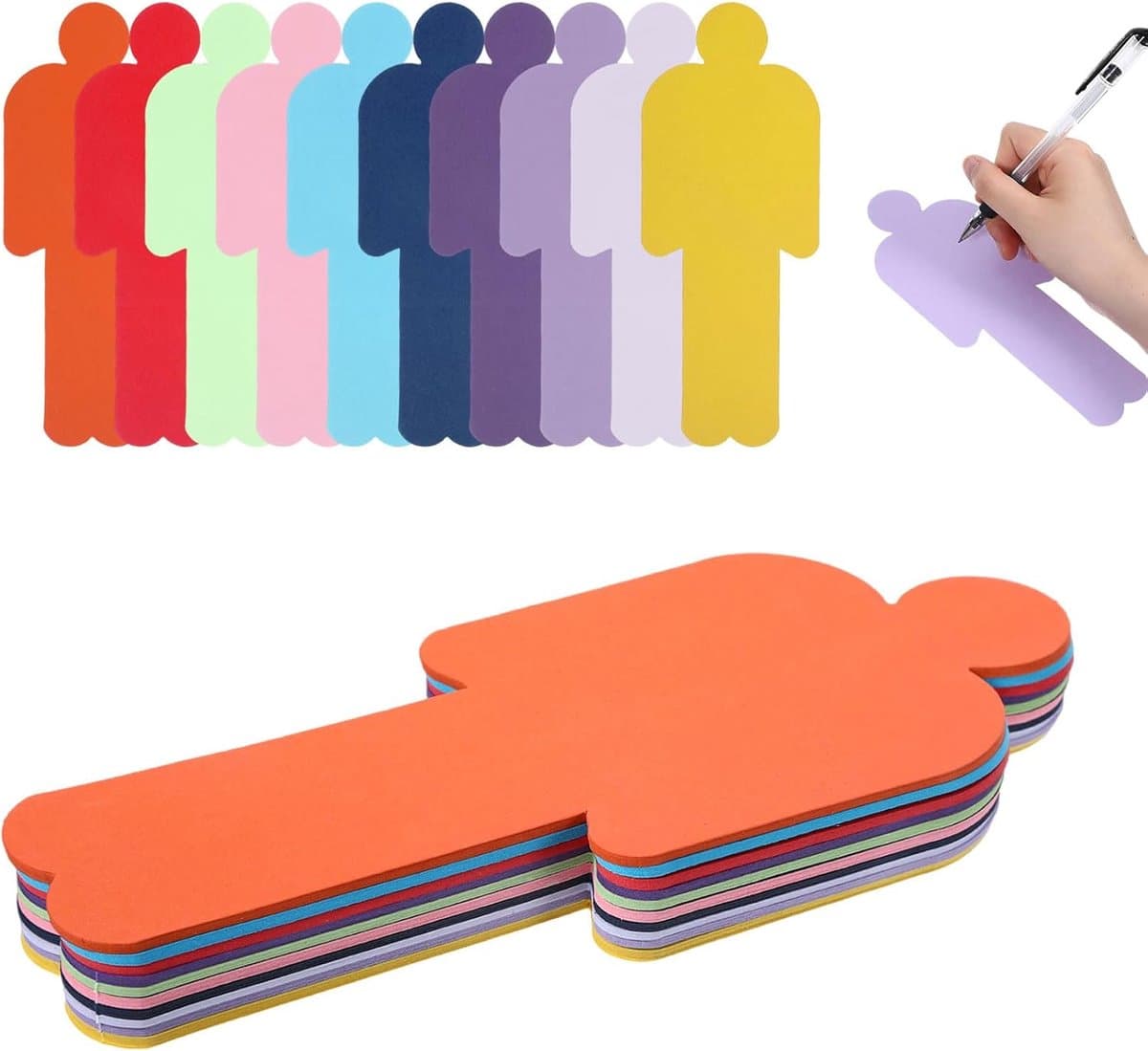 150 Pcs Moderation Card Set, 20 x 8 cm, Human Index Cards, Colourful, 10 Colours, Learning Cards for Presentation - ShopVlot
