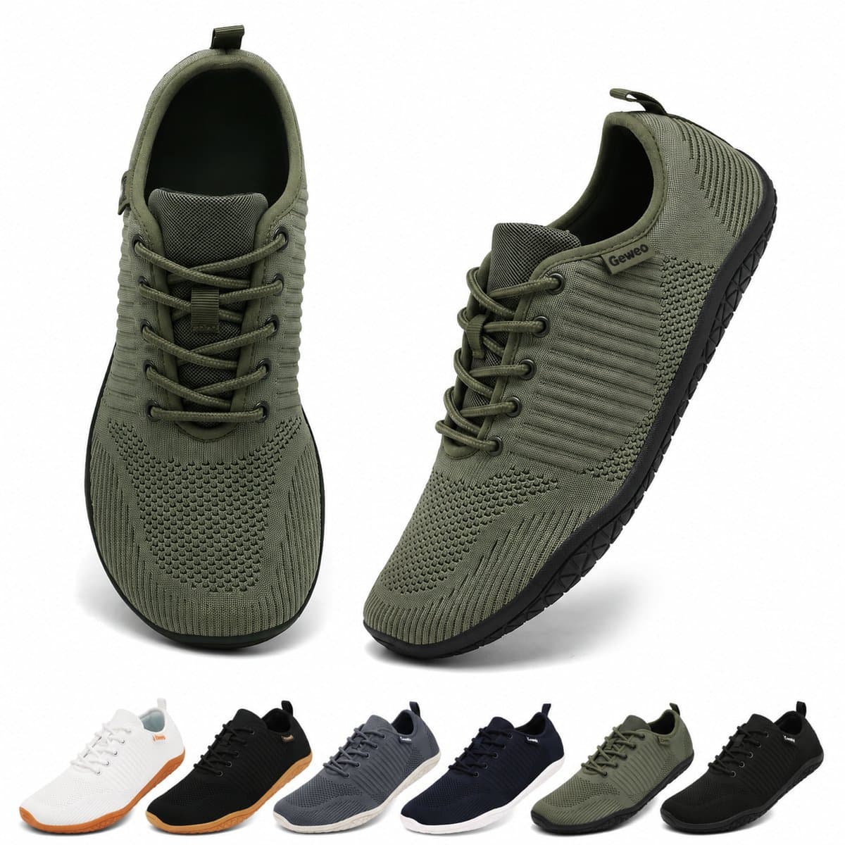 Barefoot Schoenen - Fitnessschoenen - Gymschoenen Sportschoenen - Ademend Knit Textiel - Platte Zool - Groen - Maat 41