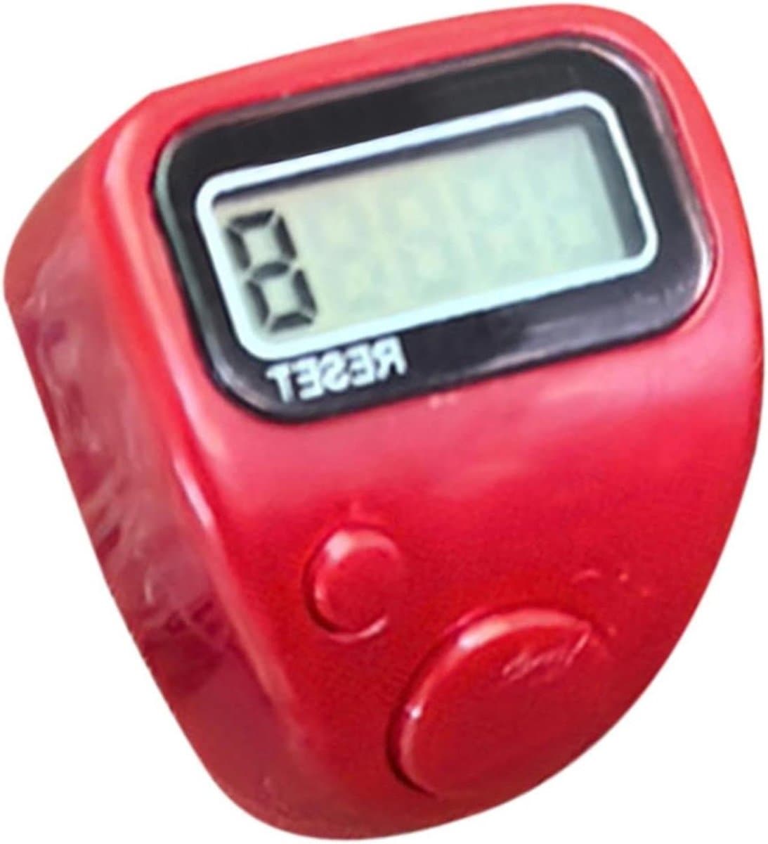 Elektronische Vingerteller - Digitale Clicker - Nauwkeurig Tellen - Stille Klik - 5-Cijferig Display - Rood