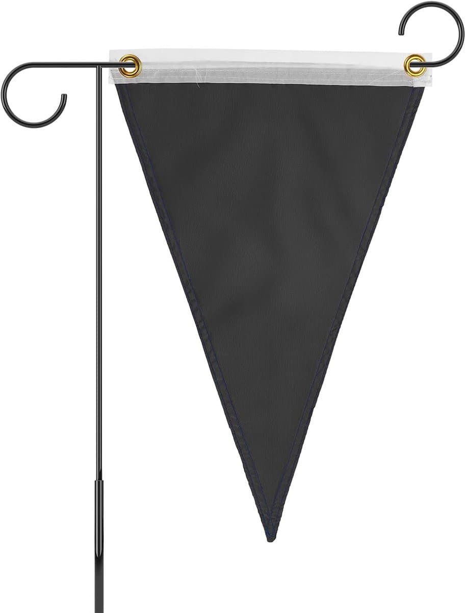 Vlaggen, 45 x 30 cm polyester driehoek grote effen kleur blanco sublimatievlaggen voor feestdecoraties/doe-het-zelf graffiti/tuin, 3-laags dubbelzijdige banner [zwart]