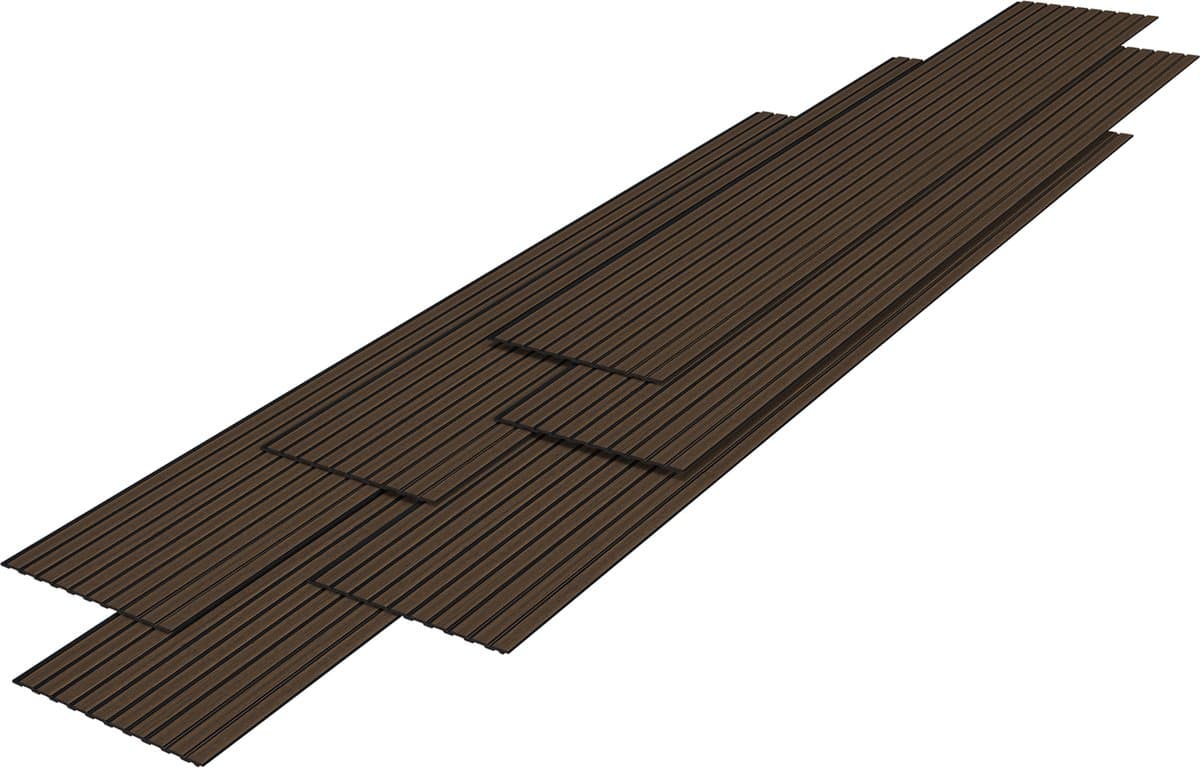 Wandpanelen Bronckhorst 3D set van 18 houtkleurig donker 195x31,5 cm NEU.HOLZ