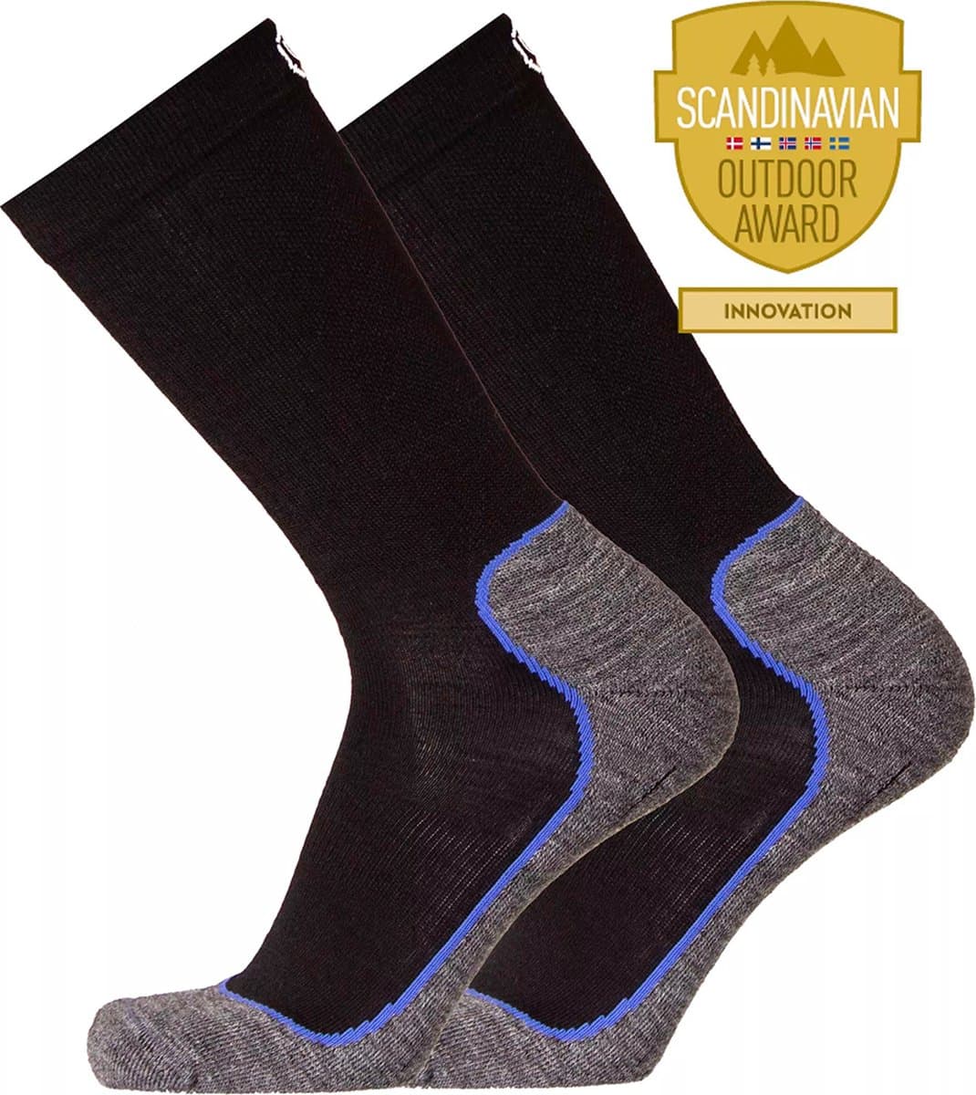 UphillSport - 2-Pack - Repo Wandelsokken - Merino/Tencel - 4-Laags - Heren / Dames - zwart / grijs - 39-42 - 9549