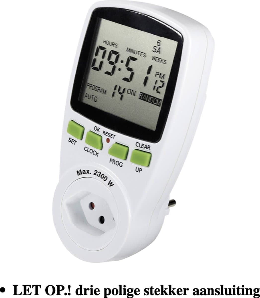 Renkforce 1289405 Timer/power strip digital 7 day mode 2300 W IP20 Count-down mode, RND mode