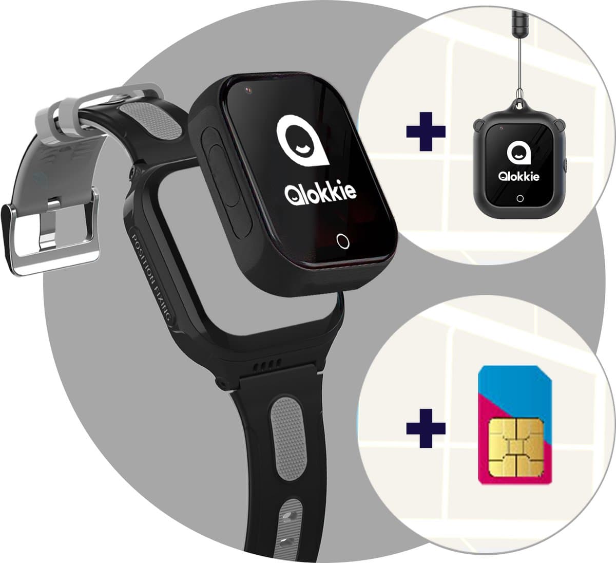 Qlokkie Kiddo GO PLUS - GPS Horloge kind - GPS Tracker kind - Videobellen - Veiligheidsgebied instellen - SOS Alarmfuncties - Smartwatch kinderen - Inclusief simkaart en mobiele app - Zwart