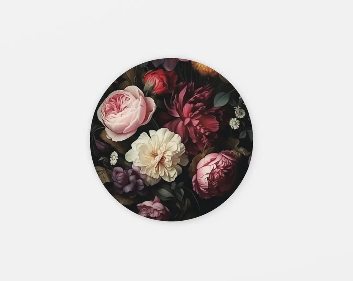 Rond Schilderij - Bloemen - Muurcirkel - Wanddecoratie print op Dibond - 100 cm