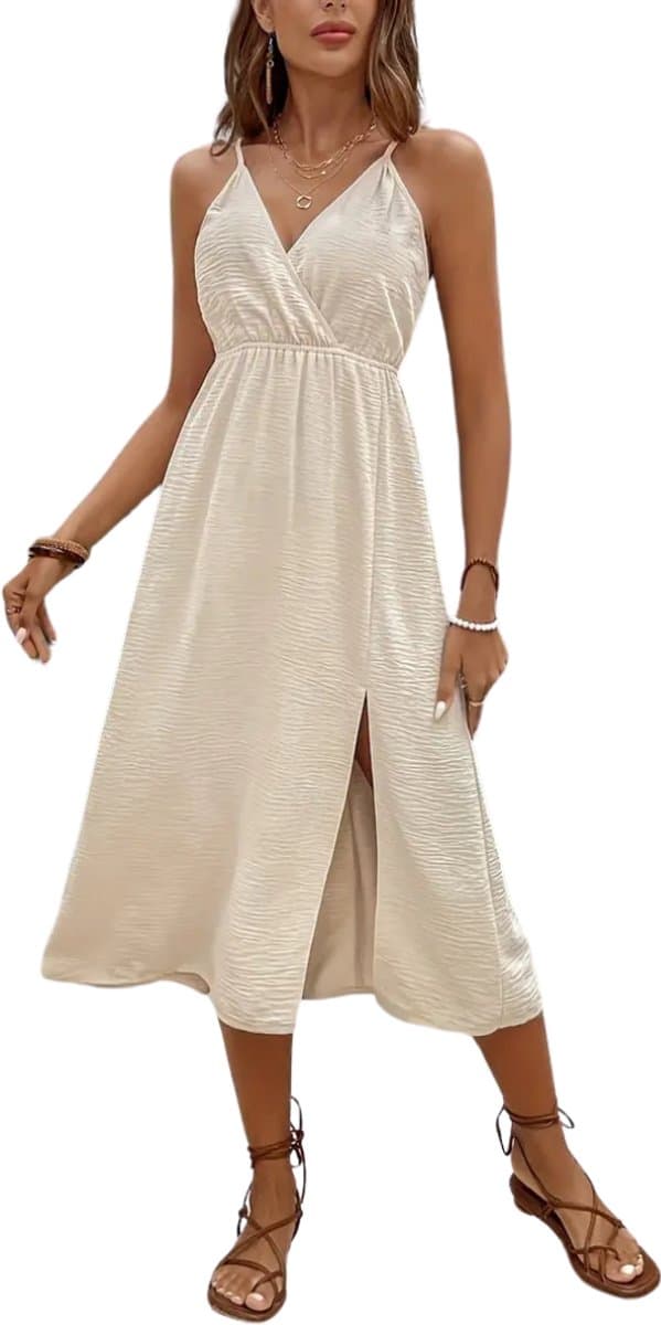 Bovista Open Rug Jurk - Backless - Body - Jurk - Shirt - Khaki - Maat L