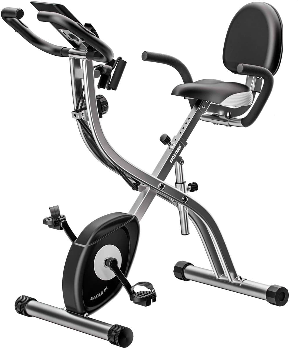 Sportana Hometrainer - Fitness - Fietstrainer - Opvouwbaar met hartslag Sensoren