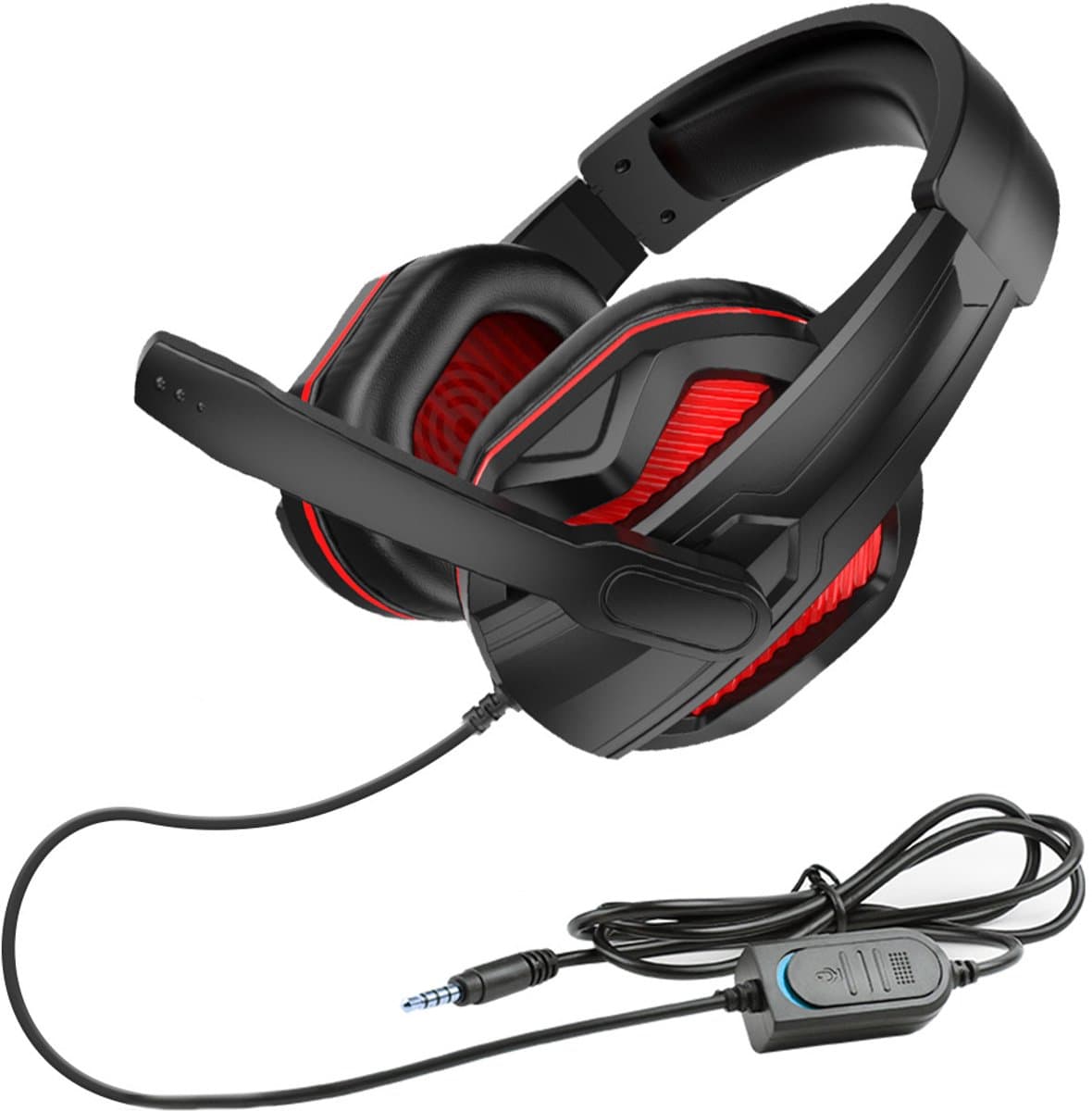 Crrynuo - Gaming Headset - Hoofdtelefoon Met Microfoon - Onderwijs-En PC-Geschikt - H4 Model Draadloze Hoofdtelefoon - Rood - Met Rood Kunstverlichting, Geluidsisolatie En 40mm Speaker
