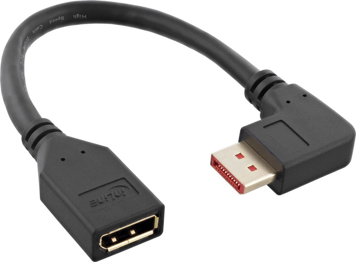 Premium DisplayPort adapter - 90° haaks naar rechts - versie 1.4 (5K/8K 60Hz) / zwart - 0,15 meter