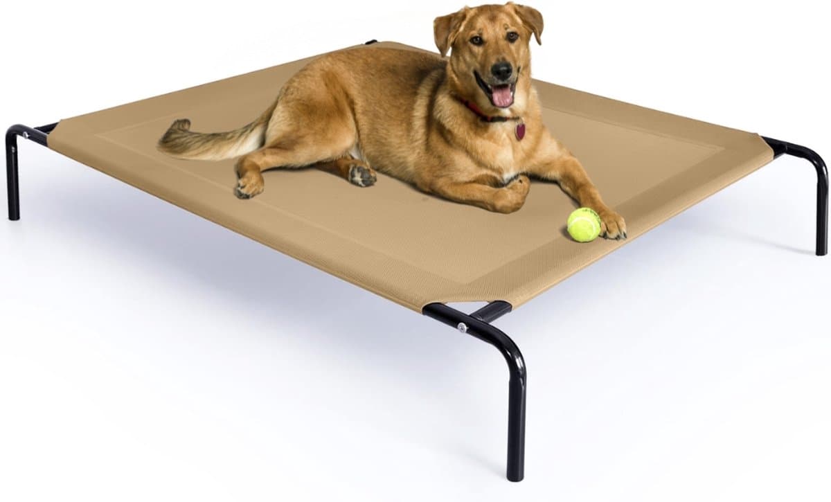 JAXY Hondenstretcher - Hondenbed Verhoogd - Hondenbank - Honden Ligbed - Hondenstretchers - Hondenbed Op Pootjes - Draagbaar - 124 x 71 x 22 cm - XL - Beige