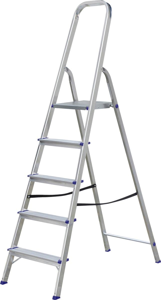 Starcko Trapladder 5 treden - Aluminium - Huishoudtrap - 150 kg - Europese keuring EN 131